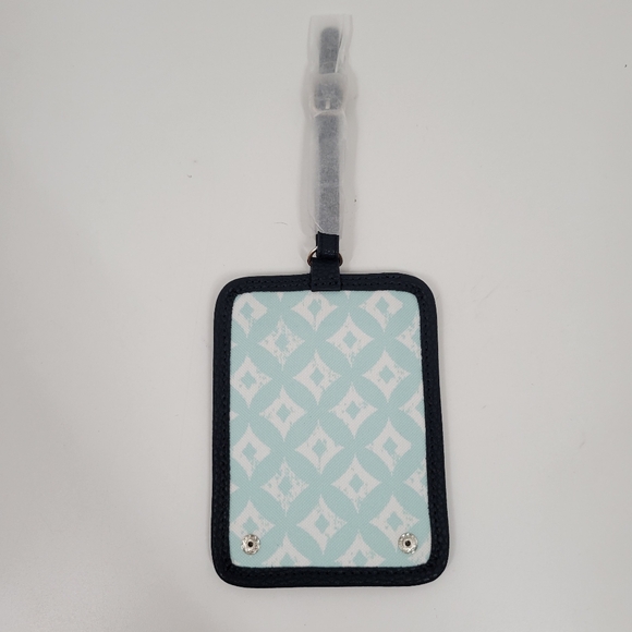 Thirty One 31 Carry Me Away Teal Blue Luggage Tag Sparkling Squares NEW - Picture 3 of 3